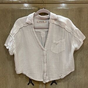 Free People linen crop top button-down